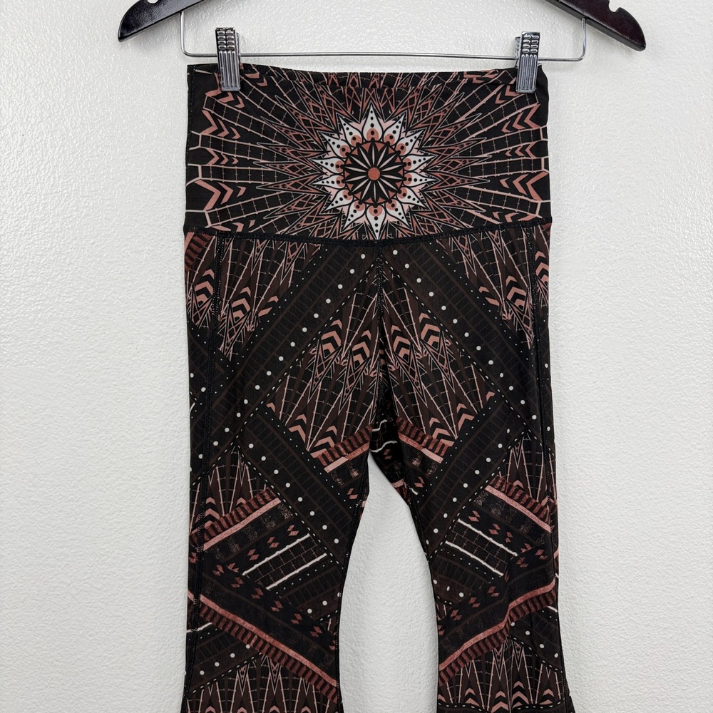 Yoga Democracy Leggings Womens S Brown Geometric Mandala Flare Yoga Bell Bottoms - Picture 2 of 8